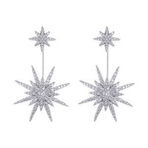 Eye Candy LA Northstar CZ Starburst Convertible Statement Earrings Silver